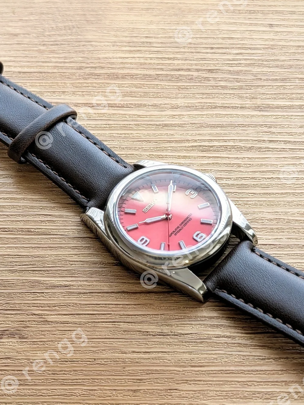 37mm Seiko Pink Dial Stainless Dress watch Mod Smooth Sweep Second